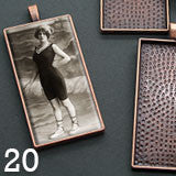 20 Pack Large Copper Rectangle Photo Pendants w/ Glass