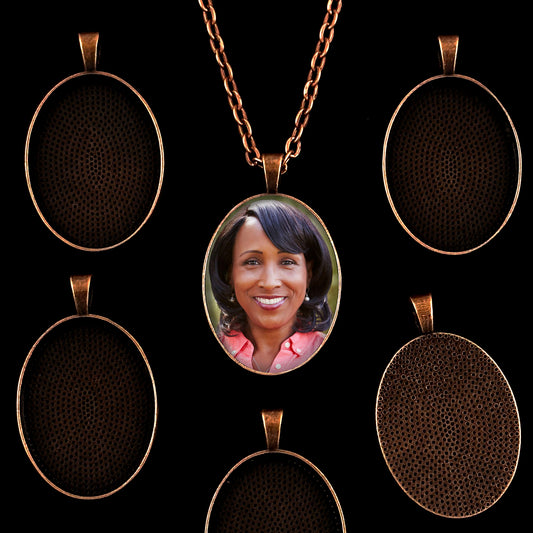 Mega Kit Photo Necklaces with 22x30mm 1"x1 1/4" Copper Oval Photo Pendants