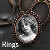 Vintage Style Beaded Edge Copper Photo Ring w/ Glass 20 Pack