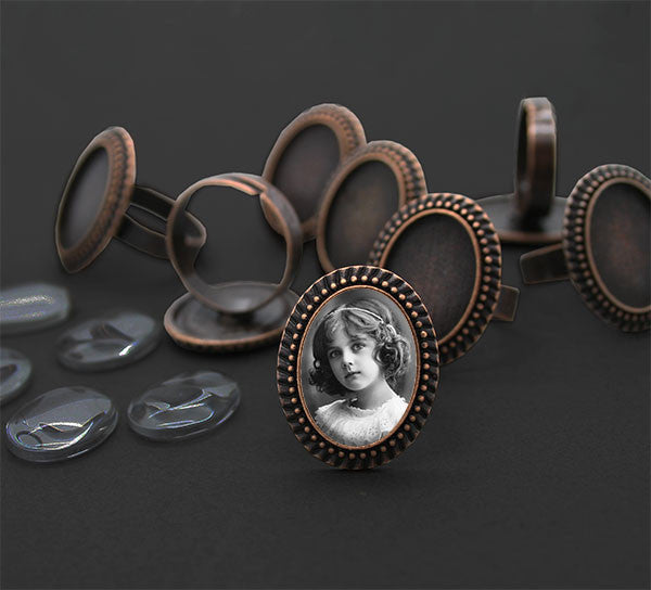 Makes 10 Vintage Copper Style Beaded Edge Photo Rings Kit