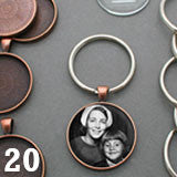 Round 30mm Copper Photo Keychain Supplies Pack Makes 20