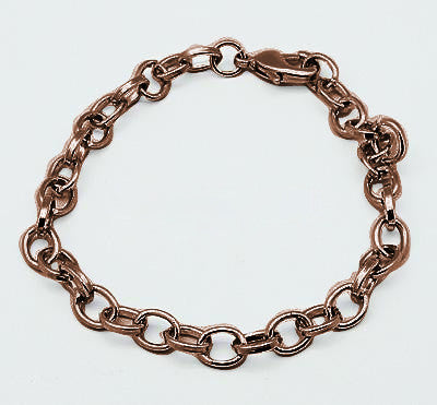 10 Pack Vintage Copper Link Charm Bracelets  8.25 inches