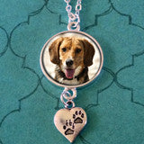 Paw Print Photo Jewelry Pet Necklace w/ Chain Set