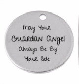 May Your Guardian Angel Pendant Disc Necklace 30mm or 1 1/4 Inches