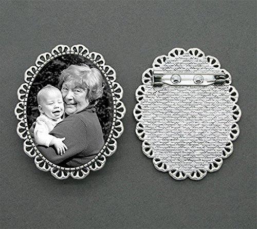 Mother's Day Silver Picture Photo Pin 40x30mm with Pin Back