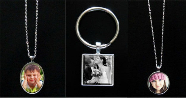 30 Pack Silver Photo Jewelry Necklaces Keychains Variety Kit