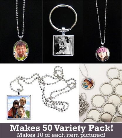 Photo Jewelry StartUp Variety Kit Makes 50 Pendants and Key Chains
