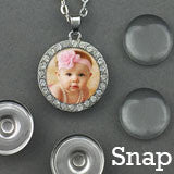 Changeable Snap In Photo Jewelry Rhinestone Pendant Necklace Kit