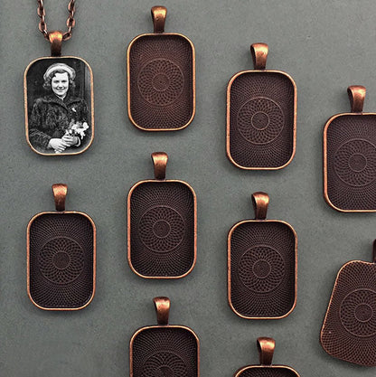 Mega Kit Photo Necklaces with 24x30mm 1"x1 1/4" Copper Rounded Edge Rectangle Photo Pendants
