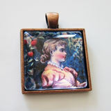 20 Copper Square Photo Pendants w/ Glass 25mm