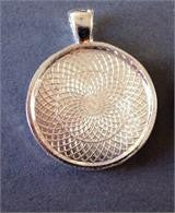 50 Round Silver Photo Pendant Setting 1 Inch Photo Area