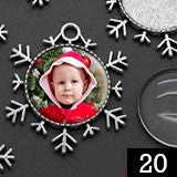 20 pack Antique Silver Snowflake Photo Christmas Ornament Decoration Blank 1 Inch Photo Area