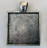 20 Pack Square Photo Jewelry Pendants 1 Inch Antique Silver No Glass