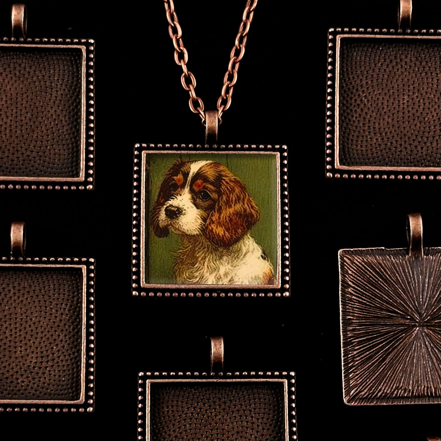 Mega Kit Photo Necklaces with 25mm 1" Copper Beaded Edge Square Photo Pendants