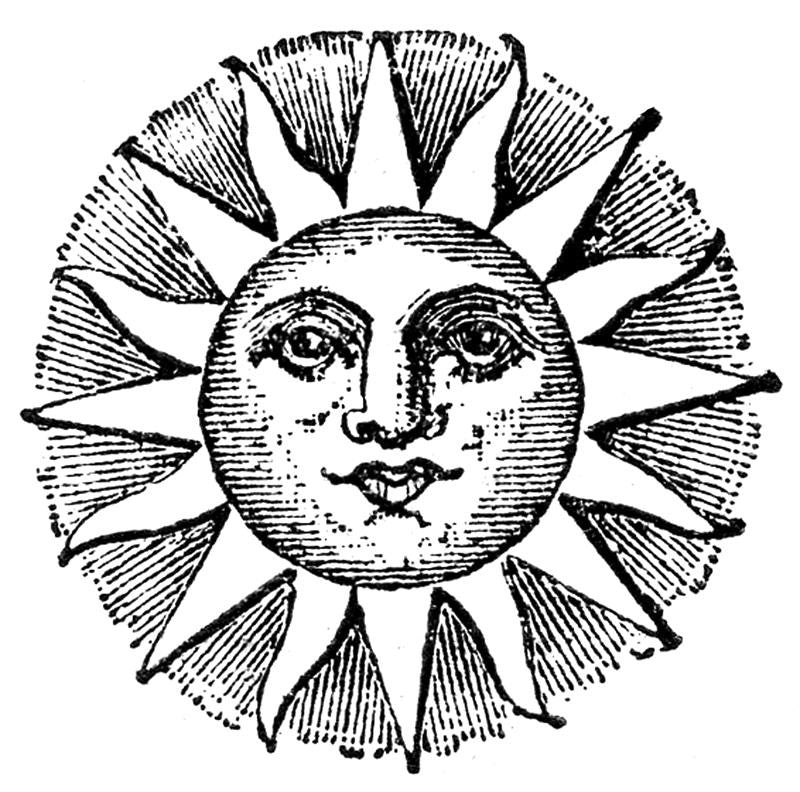 Free Vintage Sun Face Image To Download