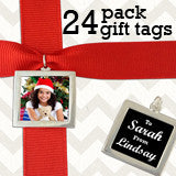 Set of 24 Silver Double Sided Photo Christmas Gift Tags