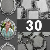 30 Pack Photo Jewelry Elegant Edged Pendants Variety Home Business Kit