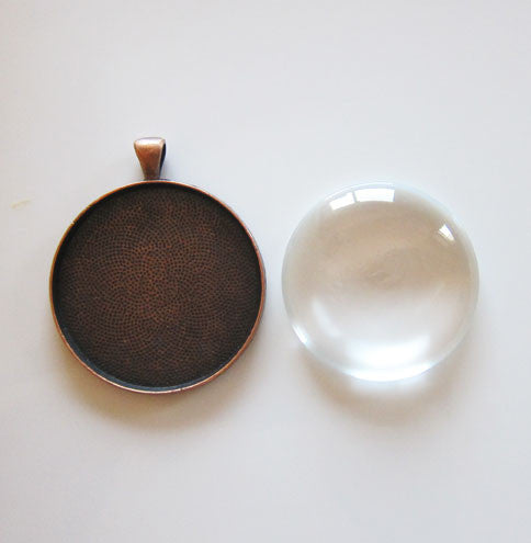 10 Pack Photo Jewelry Copper Pendant 1 1/2 Inch W/ Glass-1